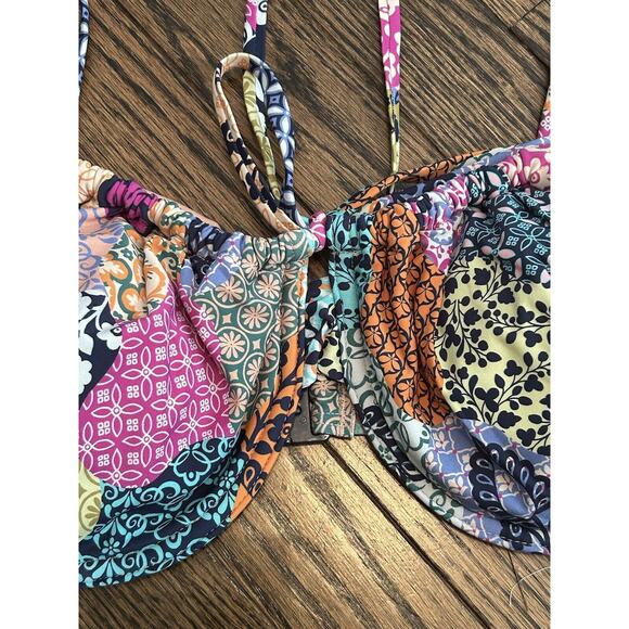 Artesands Salmagundi Multi Degas Bikini Top Size 14 Tropical Underwire NWT - Picture 6 of 15